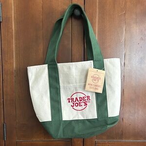Green and Cream - Trader Joe's Mini Canvas Tote Bag